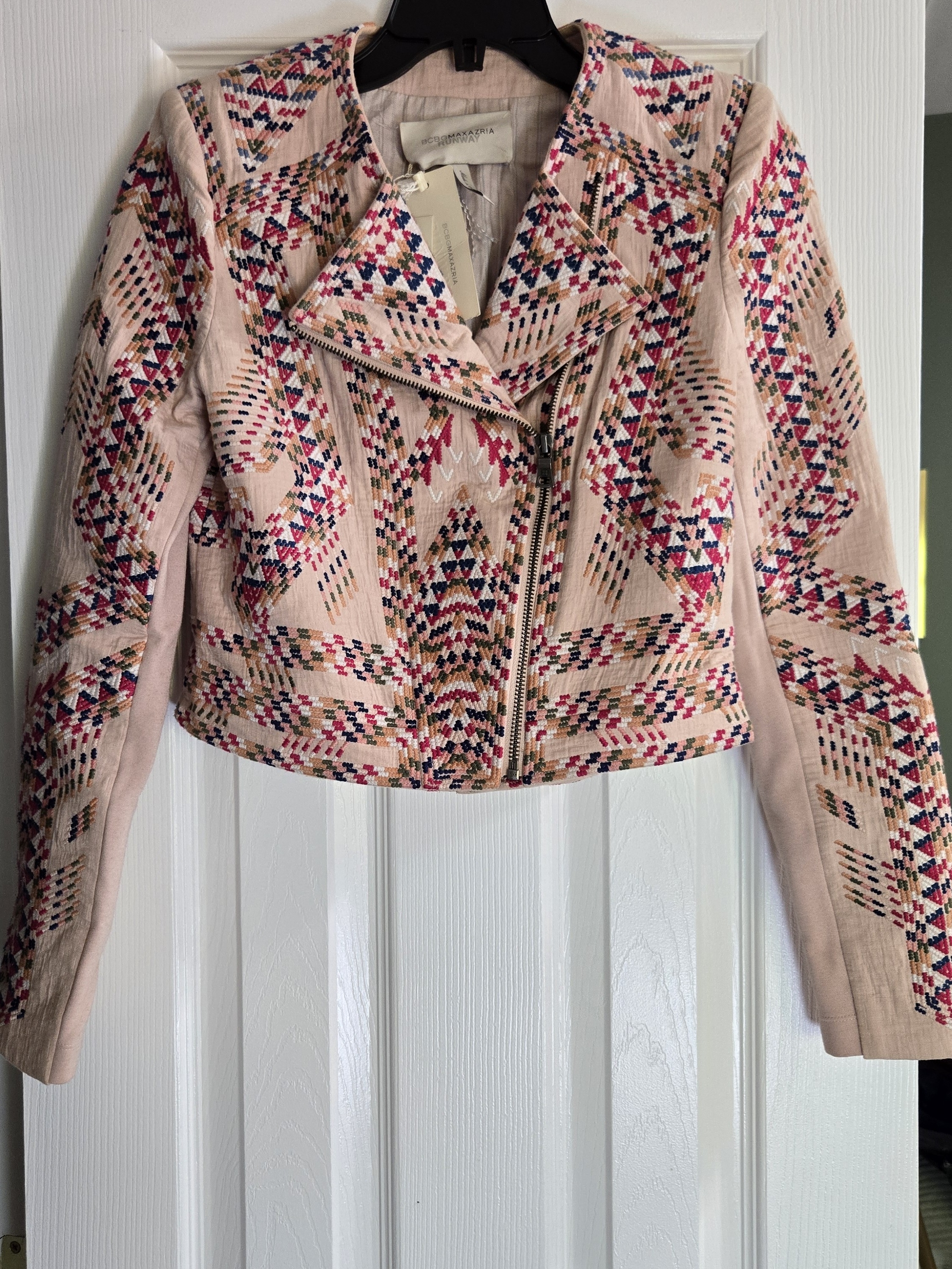 Bcbgmaxazria Runway Embroidered Moto Jacket Rare Archival Piece